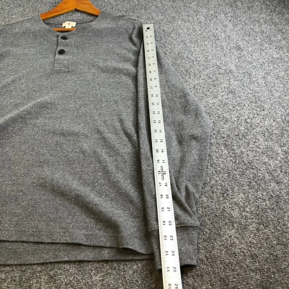 J Crew Shirt Mens Large Gray Oarsman Brushed Rib Knit Henley Long Sleeve